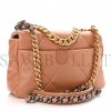 CHANEL LAMBSKIN QUILTED MEDIUM CHANEL 19 FLAP LIGHT BROWN GOLD HARDWARE (25*17*8cm)