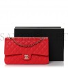 CHANEL CAVIAR QUILTED MEDIUM DOUBLE FLAP RED ROSE GOLD HARDWARE (25*15*6cm)