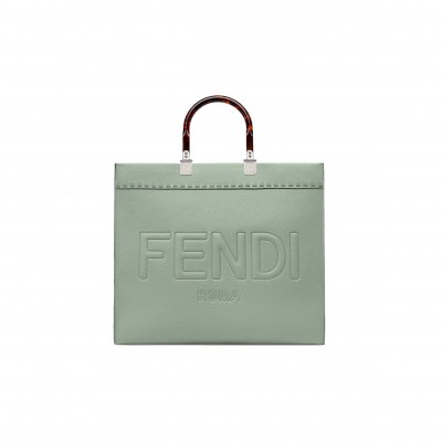 FENDI SUNSHINE MEDIUM - MINT GREEN LEATHER SHOPPER 8BH386ALFYF1HZM (35*31*17cm)