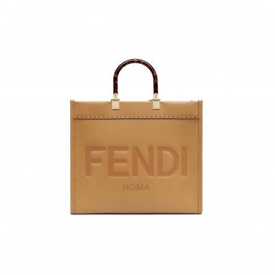 FENDI SUNSHINE MEDIUM - BEIGE LEATHER SHOPPER BAG 8BH386ABVLF15KR (35*31*17cm)
