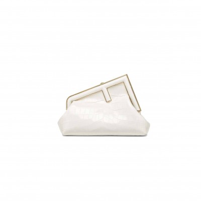 FENDI FIRST SMALL - WHITE LAQUE CROCODILE LEATHER BAG 8BP129AKRSF0L10 (26*18*9.5cm)