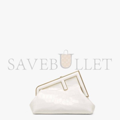 FENDI FIRST SMALL - WHITE LAQUE CROCODILE LEATHER BAG 8BP129AKRSF0L10 (26*18*9.5cm)