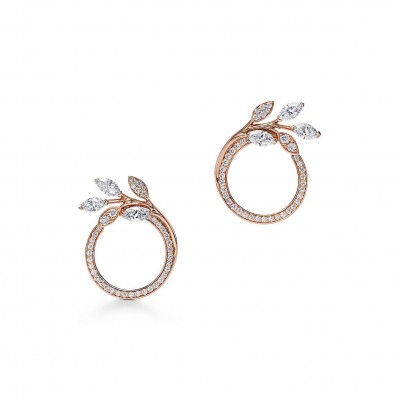 TIFFANY VICTORIA® DIAMOND VINE CIRCLE EARRINGS IN 18K ROSE GOLD